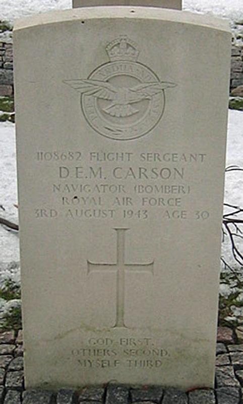 F/Sgt David Ellis Murray Carson<br /><br /><br />died on active duty - August 3rd, 1943