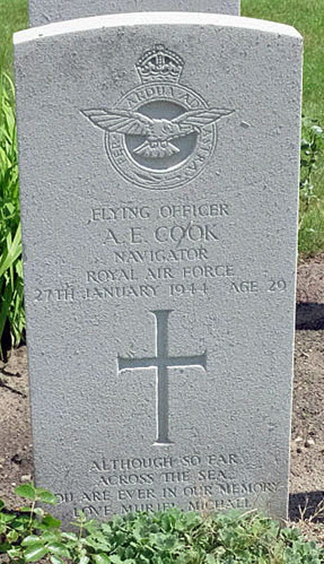 F/O Aubrey Edgar Cook<br /><br /><br />died on active duty - January 27th, 1944