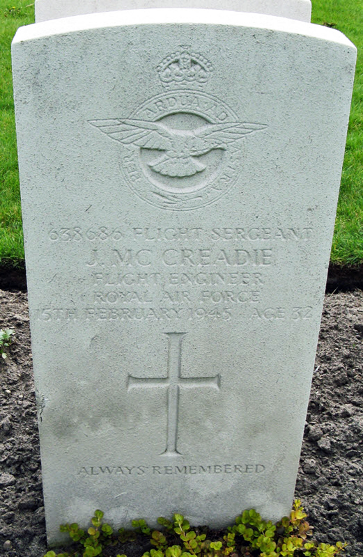 F/Sgt John McCreadie<br /><br /><br />died on active duty - February 15th, 1945