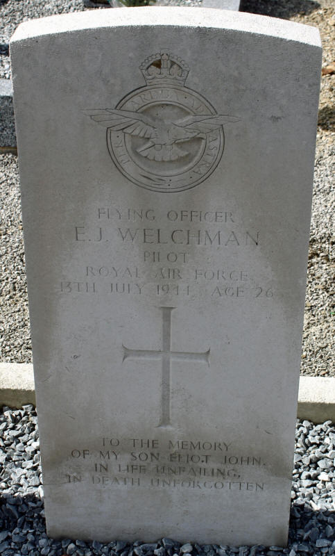 F/O Elliot John Welchman<br /><br /><br />died on active duty July 13th, 1944
